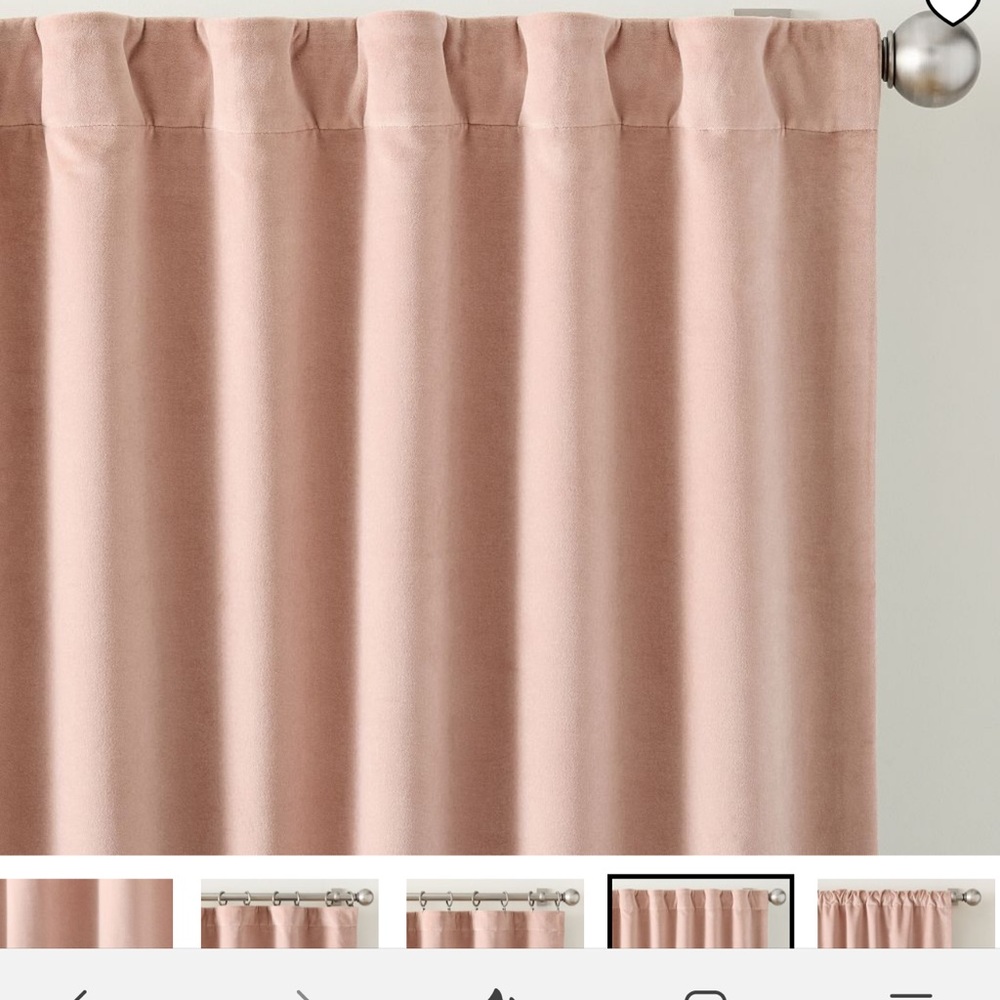 Velvet Twill Blackout Curtain  50" X 108 color blush pale pink cotton